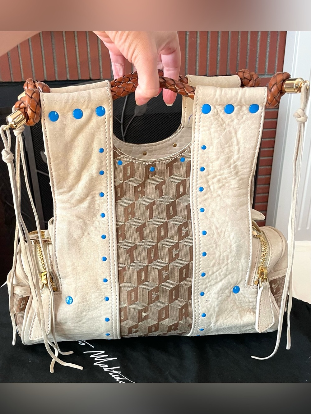 Corto Maltedo Italian Priscilla Monogram Satchel Handbag